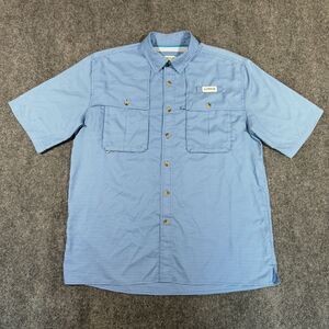 Magellan Outdoors Men Blue Shirt M Fish Gear MagWick Vented Short Sleeve Plaid